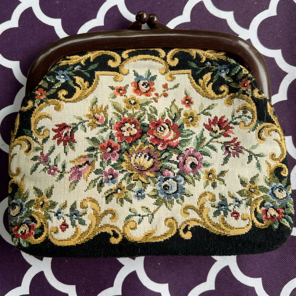 Handbags - Women’s vintage tapestry floral small clutch evening bag